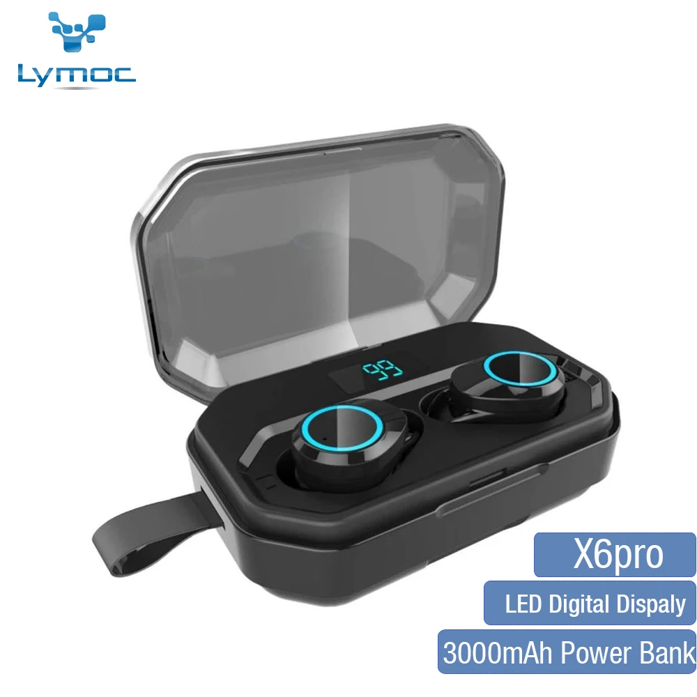 LYMOC Upgrade X6pro наушники 5,0 Bluetooth гарнитуры TWS наушники стерео Handsfree 3000 мАч батарея дисплей зарядное устройство для Iphone