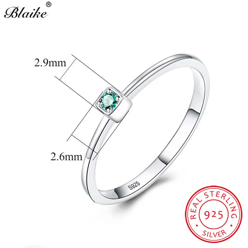 Blaike Girl минималистичные маленькие круглые свадебные тонкие кольца с зеленым Изумрудным камнем для женщин, обручальное кольцо с цирконием, хорошее ювелирное изделие