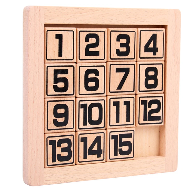 

candice guo! educational wooden toy digit huarong dao Path Klotski Sliding puzzle brain training kid adult birthday gift 1pc