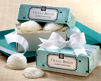 

50pcs/lot Factory Directly Sale Wedding Favor "Ocean Breeze" Scented Seashell Soap Favours Favors Party Decoration Baby Show