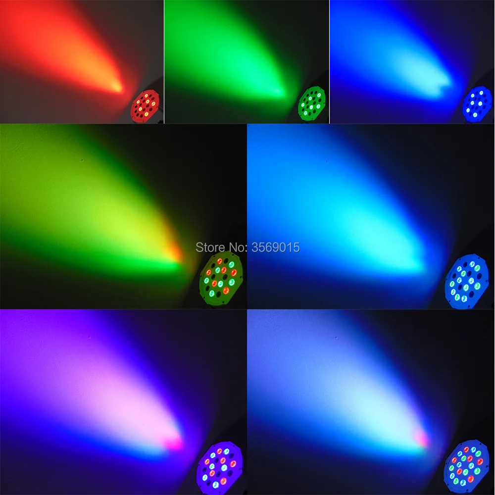 Профессиональный 18X3 Вт RGB плоским номинальной DMX сценического освещения эффект для DJ