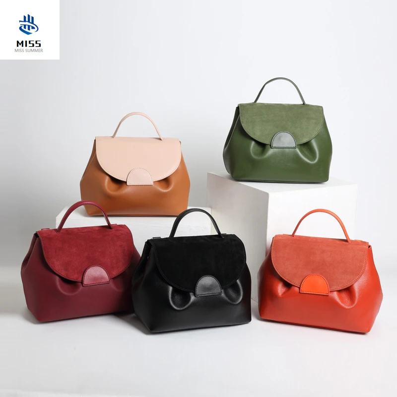 2019 Retro design handbag 100% genuine leather Lady bag female First layer Cowhide Commuting Shoulder Messenger Bag Doctor bag