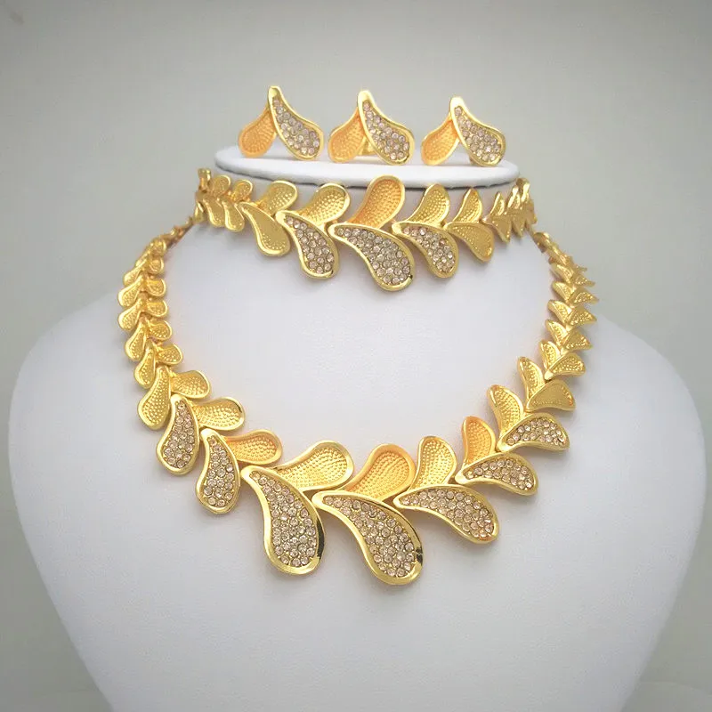 

Fashion Kingdom Ma jewelry set African Bride Jewelry sets Gold Color Necklace Earring Ring Jewelry Gifts
