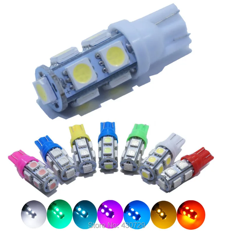 100x Автомобильный светодиодный T10 194 W5W 9 smd 5050 клиновидный светильник лампа 9SMD