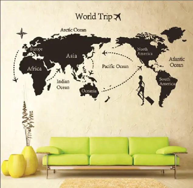 online shop diy travel world map print removable vinyl wall sticker