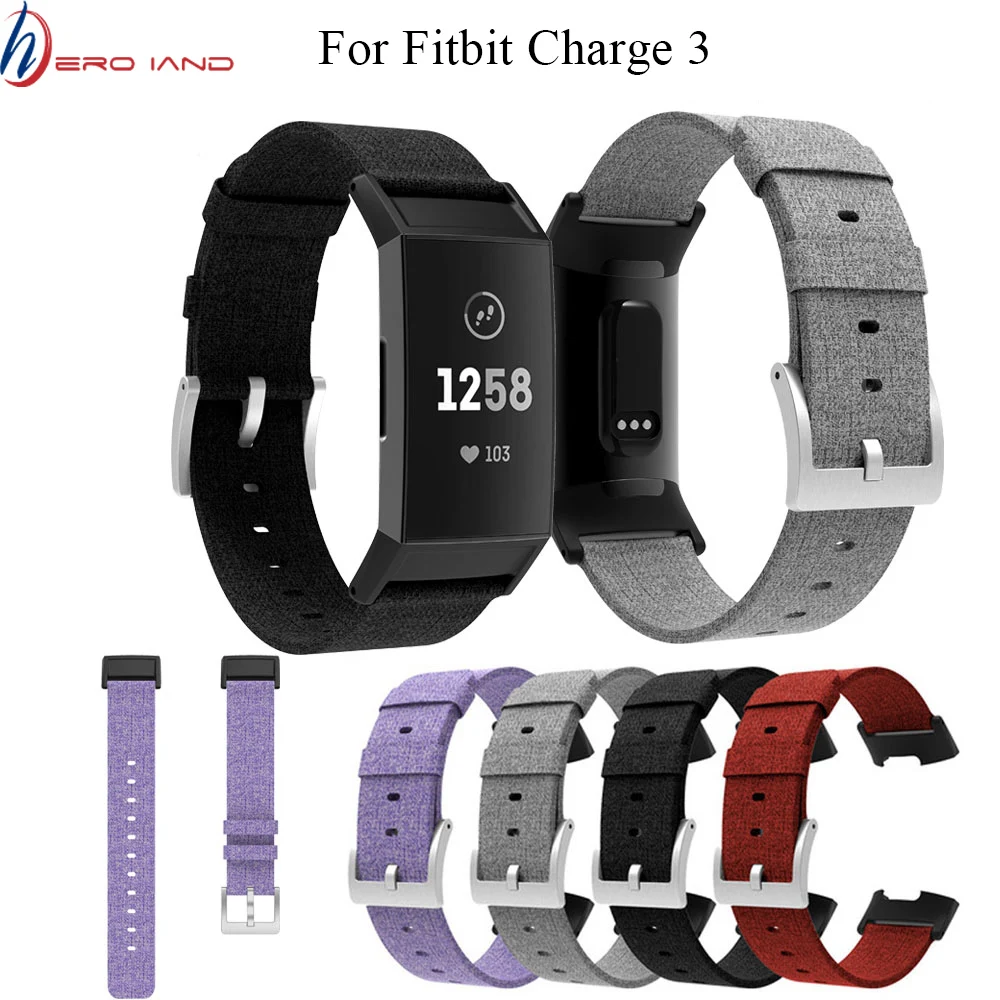 Watch Band Wrist Strap Woven Canvas Fabric For Fitbit Charge 3 Charge 4