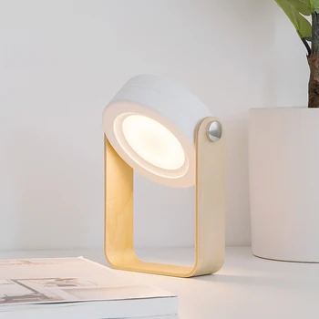 

Bedside Led Home Decor Lantern Light Foldable Stepless Dimming Wooden Portable Night USB Charging Control Rechargeable