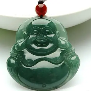 

beautiful Quality A Natural oil Green jade Carved Buddha pendant Lucky Amulet Green pendants necklace fashion Jewelry