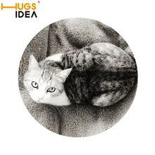 HUGSIDEA 3D тонкий круглый коврик и ковер для спальни Забавные Симпатичные кошки и собаки Игровой Коврик Гостиная; ЗАЛ Серый ковры коврик Tapis