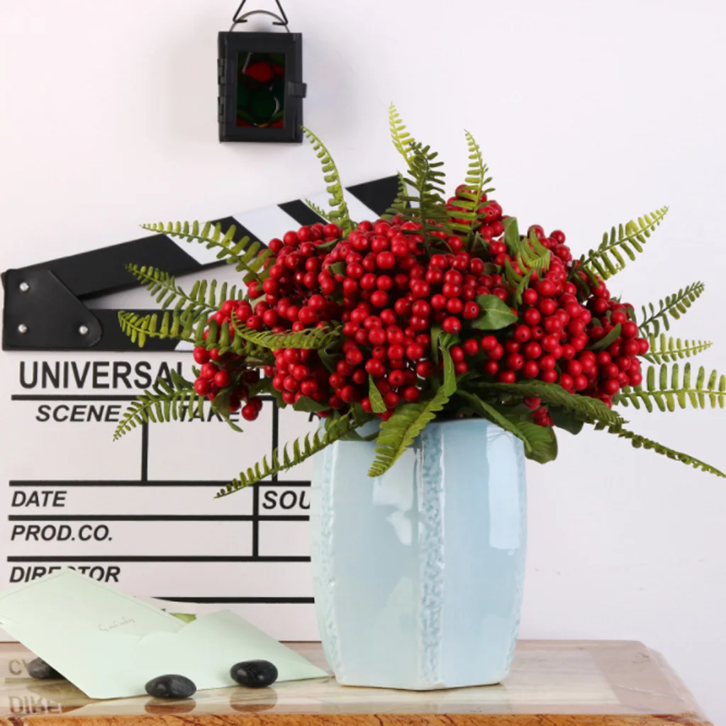 2 Sets Artificial Berry Branch Decorative Berries DIY Christmas Wreath Accessories Fake Red berries Christmas Decoration
