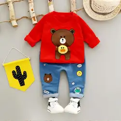 ZWXLHH/Лидер продаж, комплекты одежды для маленьких девочек и мальчиков, хлопковые костюмы для малышей, пальто с рисунком медведя + штаны