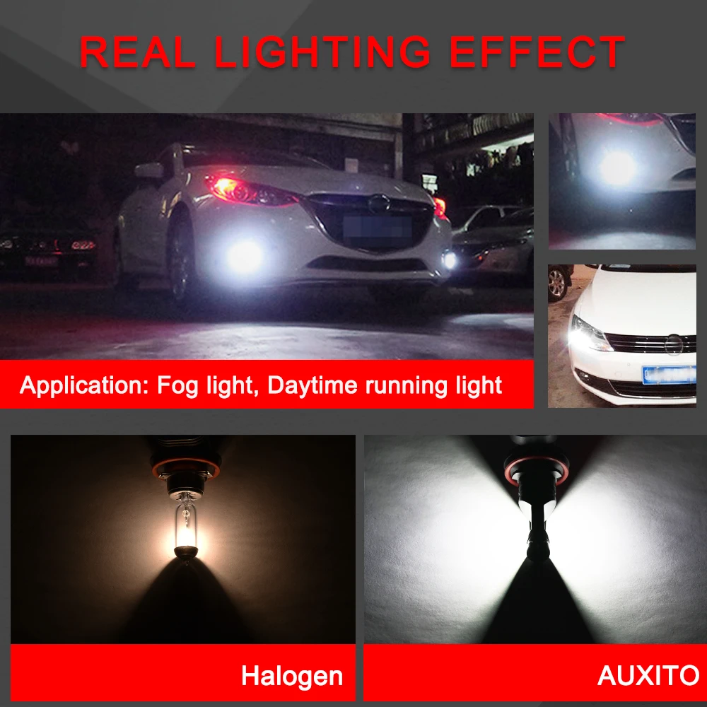 AUXITO 1200LM H8 H11 LED Fog Lights Bulb 9005 Error Free 12V Car DRL Lamp Canbus For VW Volkswagen Jetta Golf 4 5 7 6 Passat B5