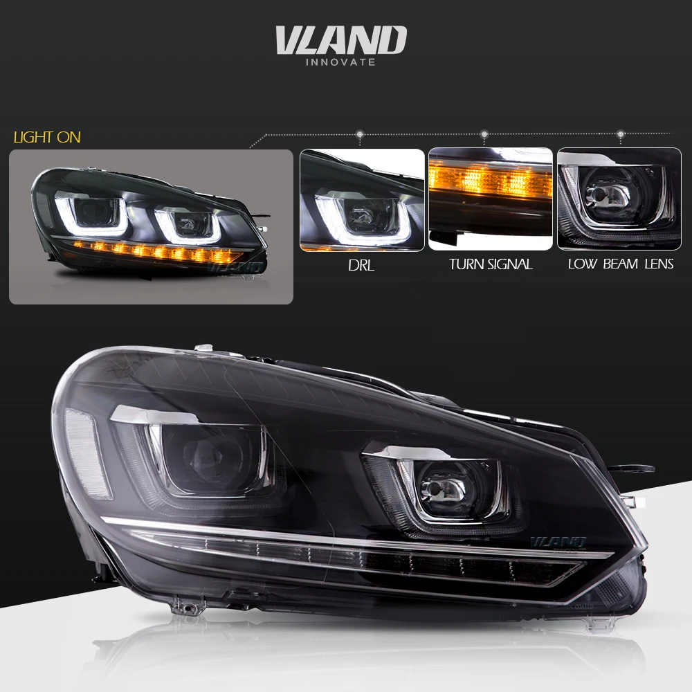 Vland автомобильный Стайлинг головной светильник для Golf6/MK6 2010- светодиодный головной светильник светодиодный головной фонарь DRL указатель поворота светильник