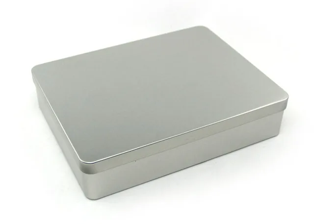 1 unid Metal de estaño plata caja de almacenamiento caja protegida caja