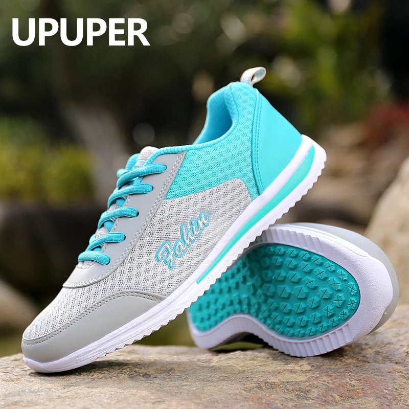 

UPUPER Outdoor Light Sneakers Women Shoes 2019 Breathable Mesh Casual White Shoes Woman Flats Shoes Ladies zapatos de mujer