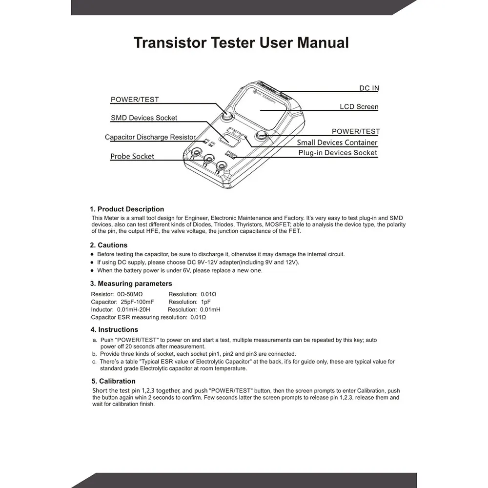 BSIDE ESR02 Pro Цифровой транзистор тесты er диод Емкость Сопротивление чип компонент