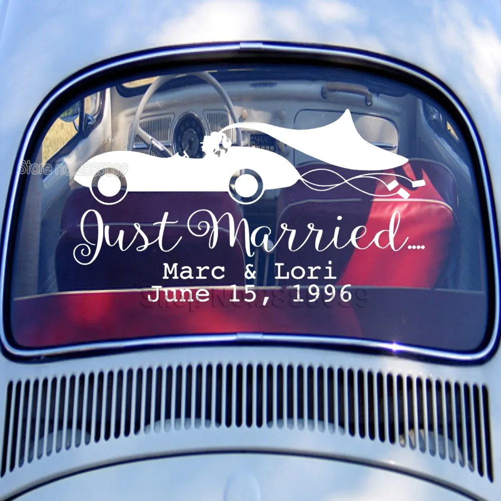 Just Married Car  Wedding  Decal  Personalized Custom Name 