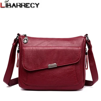 

Classic Soft Leather Ladies Hand Bags Luxury Shoulder Crossbody Bag Women Bags Designer Female Double Pocket Messenger Bags Sac