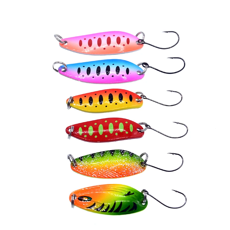 

6pcs/lot 3.5g/4.5g/5g Fishing Tackle Bait Fishing Metal Spoon Lure Bait For Trout Bass Spoons Small Hard Sequins Spinner Spoon