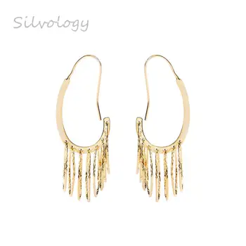 

Silvology 925 Sterling Silver Bohemia Long Tassel Female Earrings Gold Elegant Exaggeration Drop Earrings Friendship Jewelry