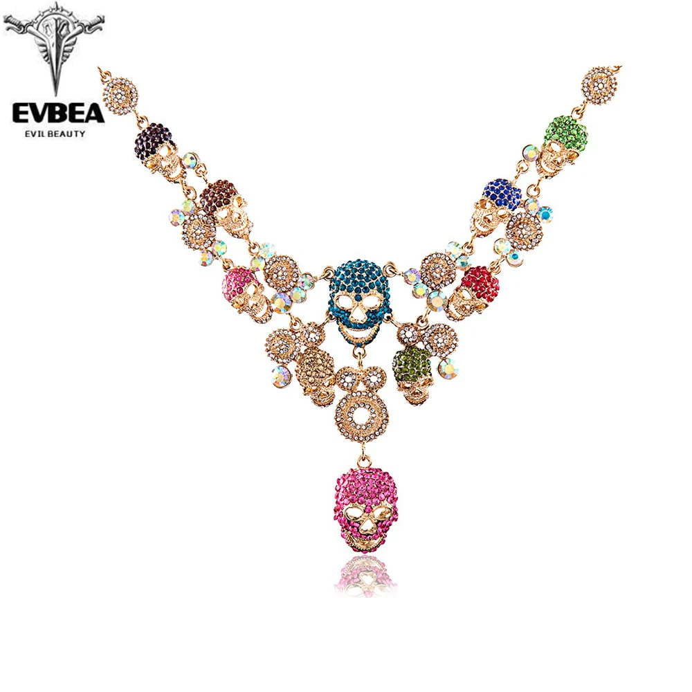 EVBEA новые роскошные металлические цепочки с черепами эффектные ожерелья для