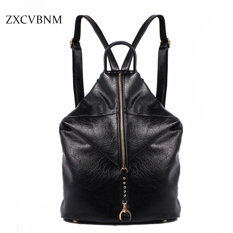 

ZXCVBNM 2017 Hot Selling Fashion New Women PU LeatherSimple Style School Bag Teenager Girl Backpack Female Rucksack WQ323