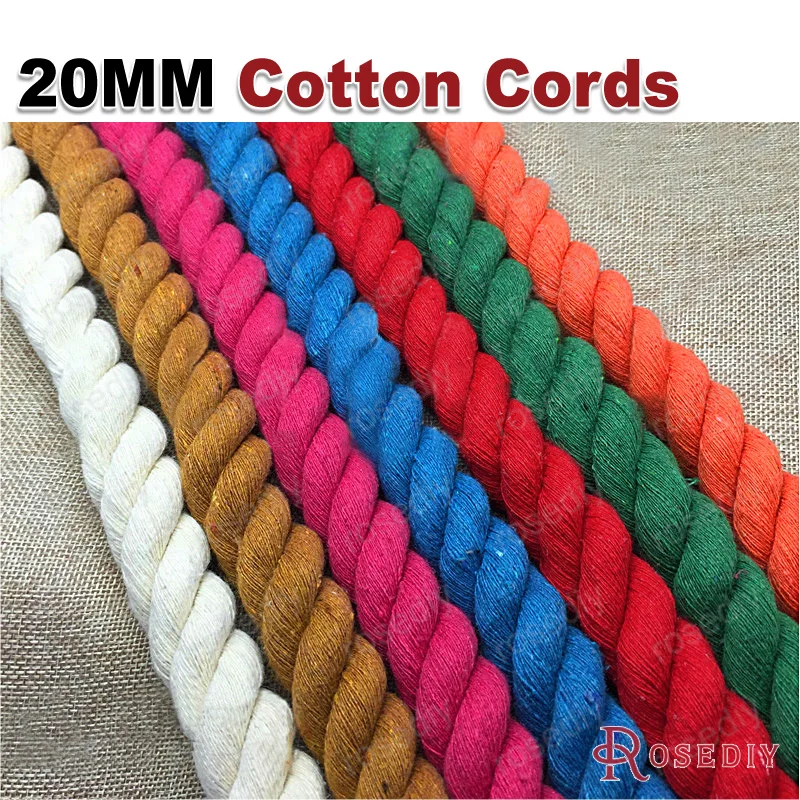 

(T7001)Wholesale Diameter about 20mm Colorful 100% Cotton Three Strands Twisted Cords Rope Diy Findings Accessories 2 Meter