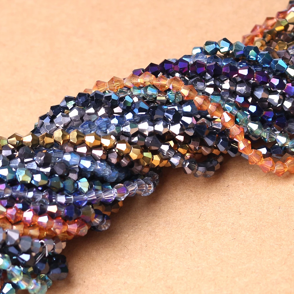 

220pcs/lot Austrian Crystal Plating Stones 4mm Faceted Bicone Glass Loose Beads Diy DIY Lampwork Decoration For Jewelry Making