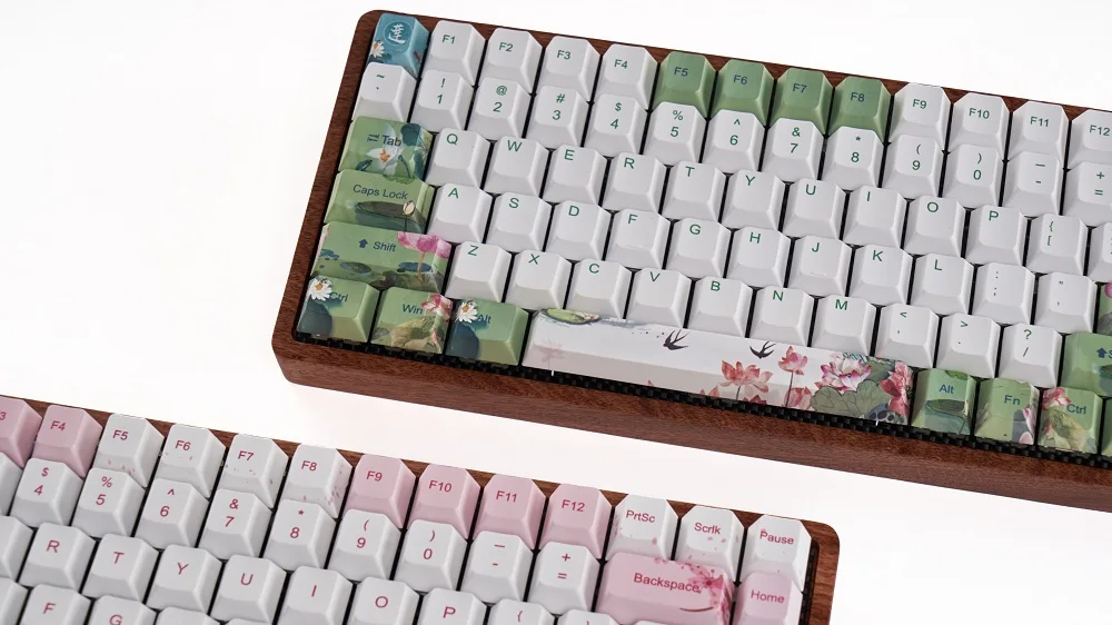 Вишневый профиль краситель Sub Keycap набор толстый PBT пластик бассейн лотоса зеленый
