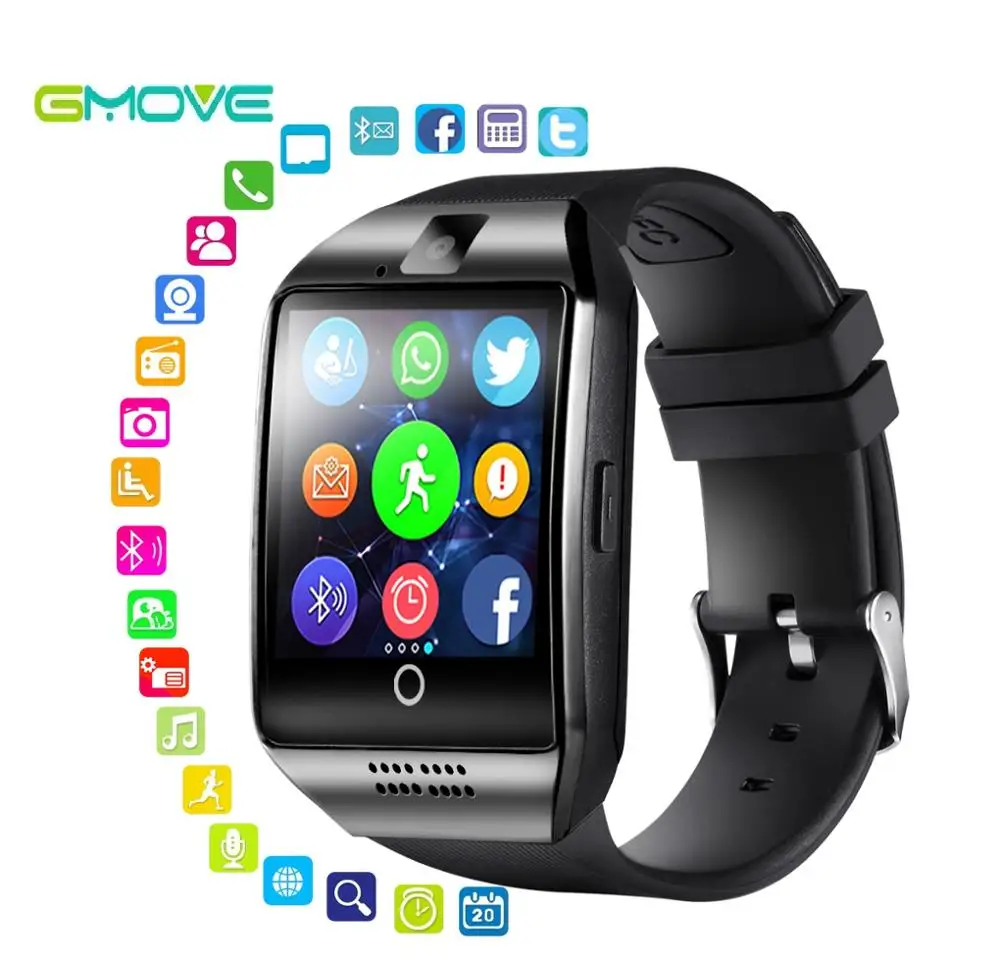 

GMOVE Bluetooth Smart Watch Q18 Men Support Sim TF Card Camera With Touch Screen Big Battery For Android Phone Smartwatch