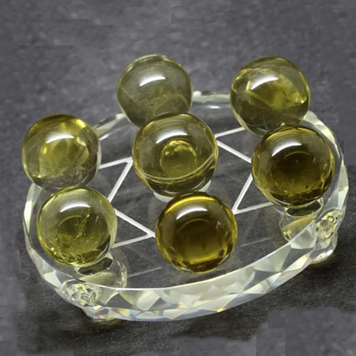 Natural light yellow crystal ball decoration feng shui ball seven array