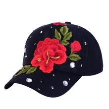 Весна Лето Модные розы с шапки с алмазами женские путешествия затенение солнца досуг уличная стрельба бейсболка Прямая поставка