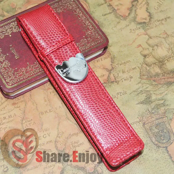 

CROCODILE LUXURY RED ROLLER AND FOUNTAIN PENS CASE HOLDER FOR 1 PEN
