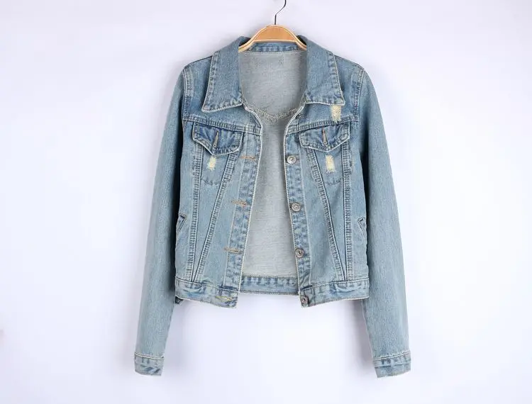 

Fall 2018 women's wear long sleeve coat joker cowboy short coat lapel cowboy clothing
