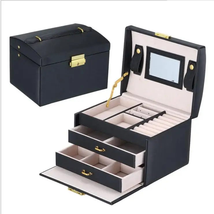 

Jewelry Packaging Box Casket Box For Jewelry Exquisite Makeup Case Jewelry Organizer Container Boxes Graduation Birthday Gift
