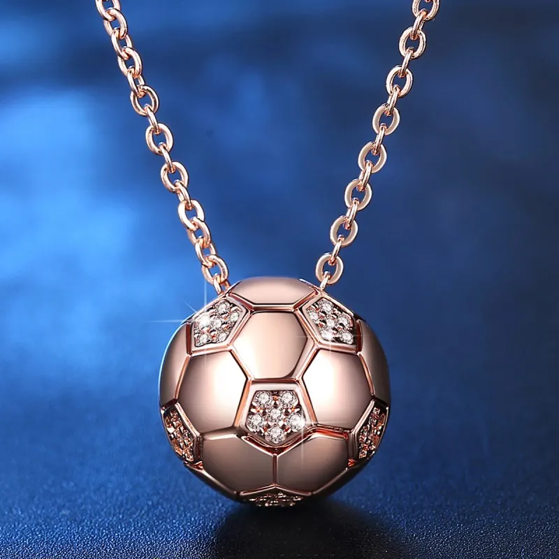 Спортивное ожерелье футбольная подвеска с цепочкой цирконовое футбольное ожерелье золотого цвета женские спортивные ювелирные изделия с мячом