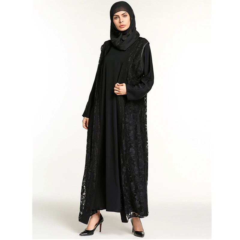 Платье кимоно черное Абая кружевное длинное жилет костюм|abaya kimono|abaya jubahjubah abaya |