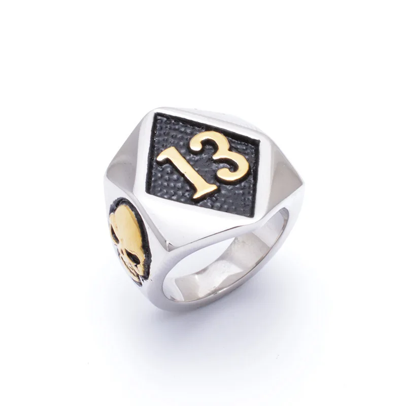 Горячая мода NO 13 череп мужские кольца персонализированные преувеличенные Винтажное кольцо Для панка для мужчин