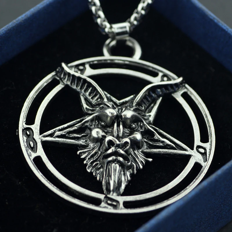 Перевернутая пентаграмма Бафомет, голова козла, ожерелье, Ретро стиль, Бафомет, лавеянь, лави, сатанство, оккультные металлические подвесные ожерелья для мужчин