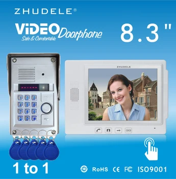 

ZHUDELE Quality 8.3" Display Wired Video Door Phone Touch Key Doorbell Intercom & Night Vision 700TVL HD Home SecurityCCD Camera