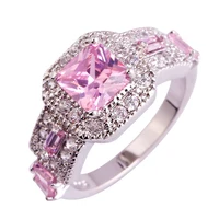 Fascinating Pink & White Topaz 925 Silver Ring Size 6 7 8 9 10 11 Shinning Fashion Jewelry Women For Engagement Party Wholesale