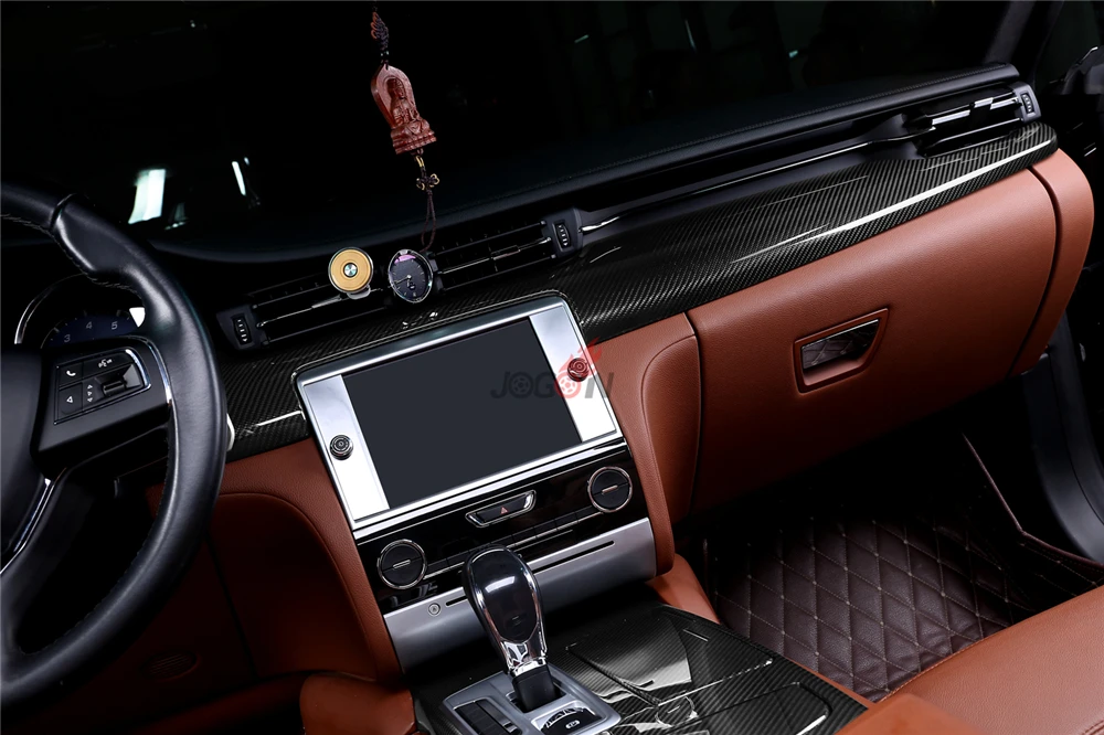 

For Maserati Quattroporte 2014-2018 Car Central Console Gear Shift Frame Interior Door Panel Trim Real Carbon Fiber 10pcs LHD