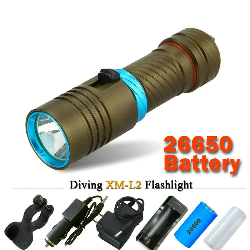 powerful scuba diving flashlight xml l2 archon Hunting Underwater Light rechargeable torch led cree xm-l2 18650 OR 26650 battery | Освещение
