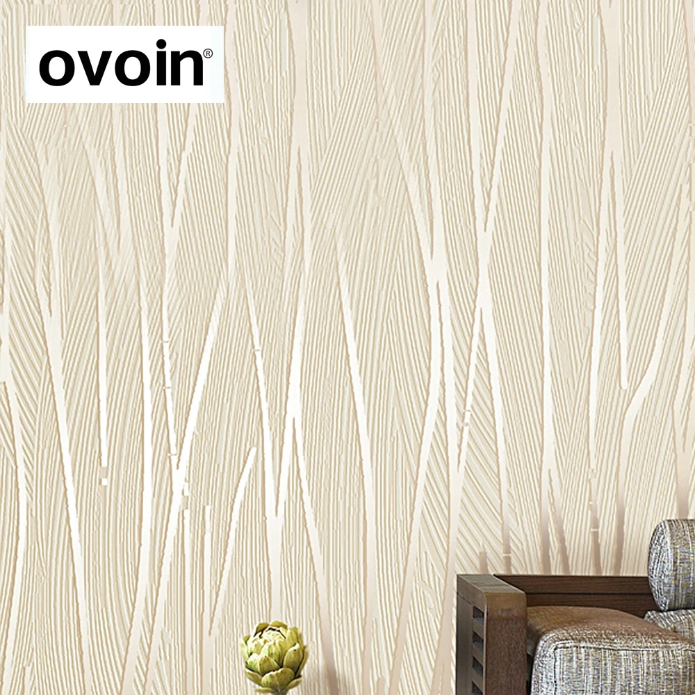 Modern 3D Wallpaper Gulungan Polos Tekstur Timbul Putih Beige Abu