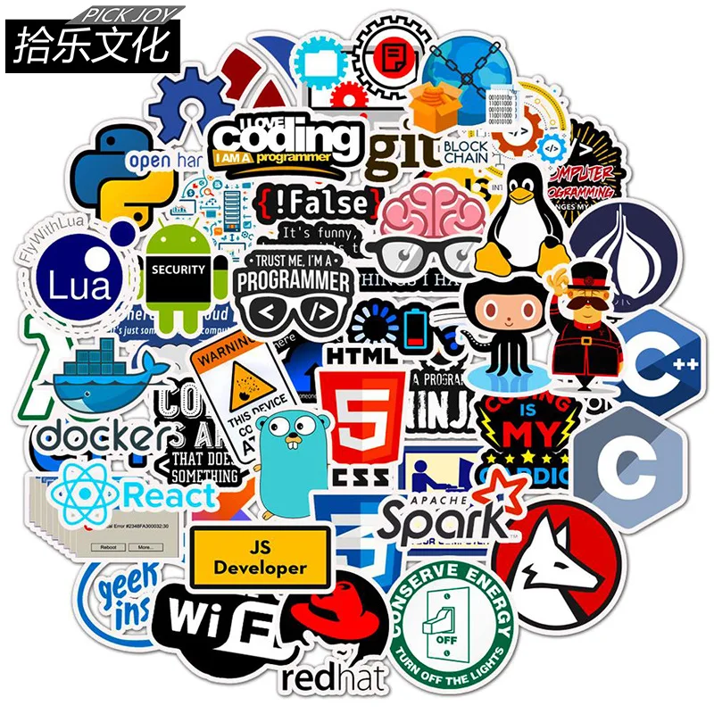 50 шт. языковая наклейка для программирования s интернет html-программное обеспечение Водонепроницаемая наклейка для разработчика Geek Hacker «сделай сам» ноутбук телефон автомобиль