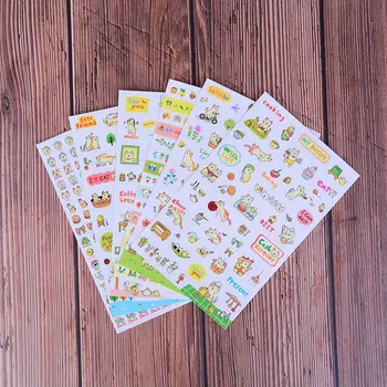 

6pcs/set Kawaii Korean Cute Cartoon Cat Diary Journal Album Scrapbooking Flakes for Planner Albums Stationery