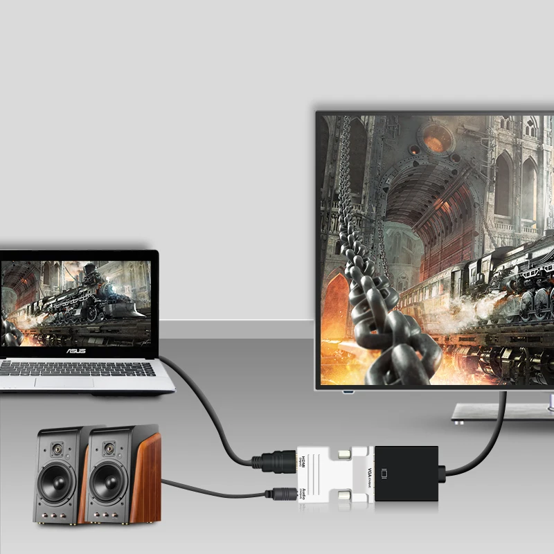 1080 P HDMI لمحول VGA الذكور إلى الإناث الرقمية إلى التناظرية الصوت الفيديو محول كابل ل PC TV Box محمول العارض