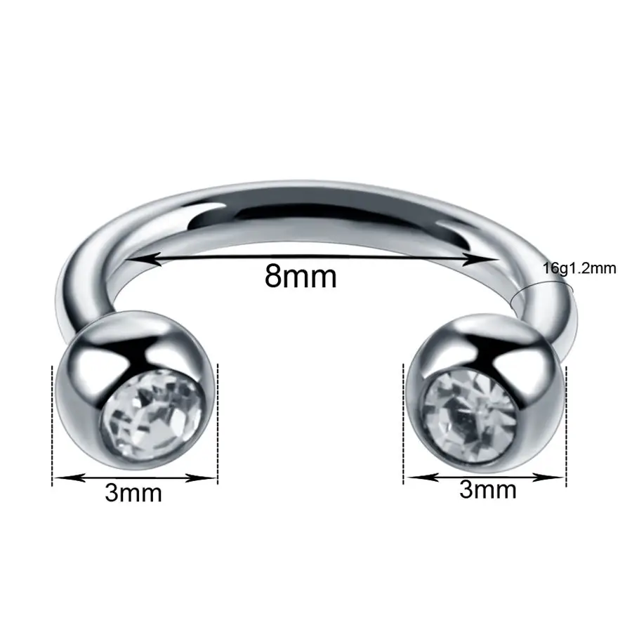 1 шт. титановый микро Кожный Якорь кристалл драгоценный камень Подкова Лабрет трагус живота CBR Nariz пирсинг Ушная перегородка спираль кольцо ювелирные изделия - Окраска металла: Style6