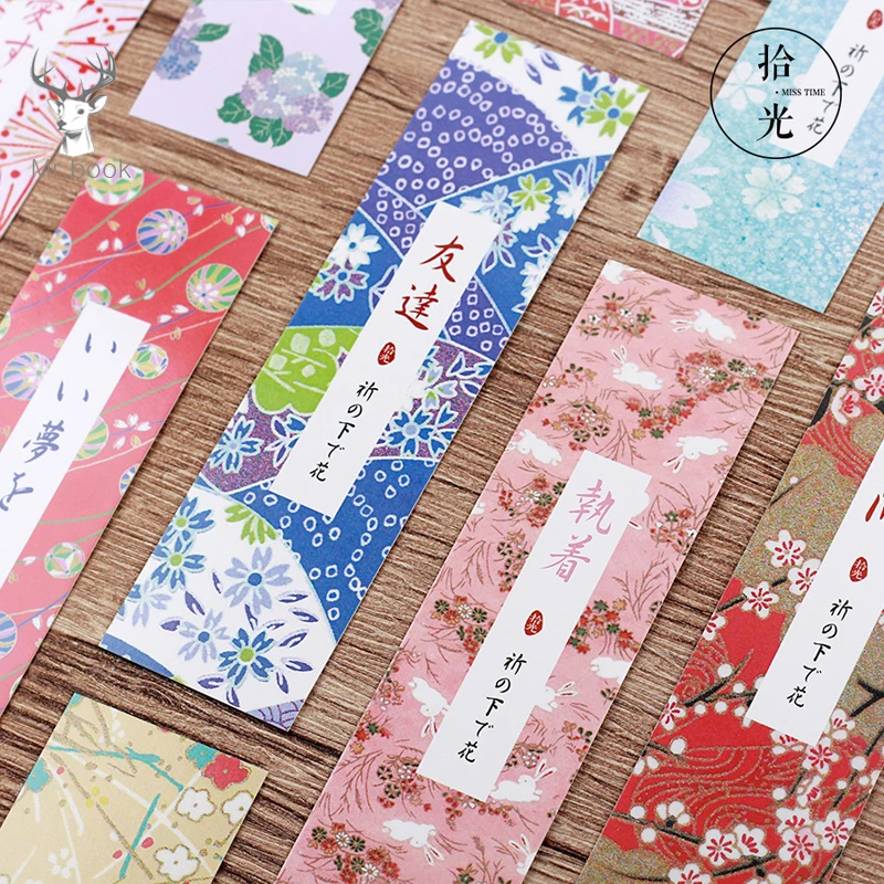 

30Pcs/set Beautiful Japanese Style Bookmarks Message Card Vintage Book Notes Paper Page Holder for Books Stationery Teacher Gift