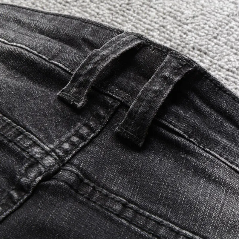 Итальянские винтажные модные мужские джинсы черные рваные зауженные джинсы эластичные мужские джинсы классические джинсовые брюки hombre уличная хип хоп джинсы